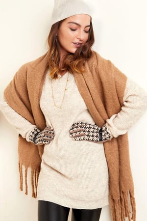 Houndstooth-handschoenen Beige Polyester One size h5 Afbeelding3